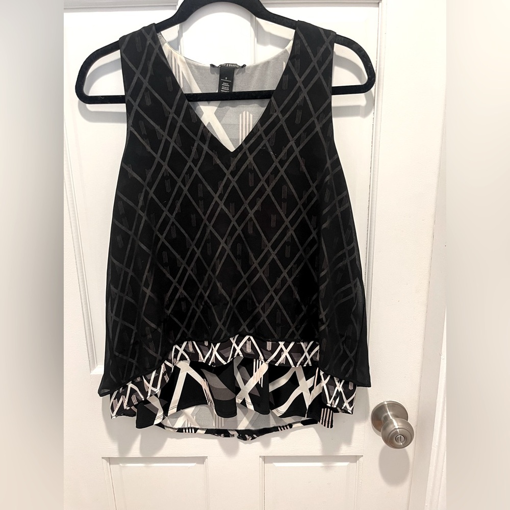 Black and White Sleeveless Top